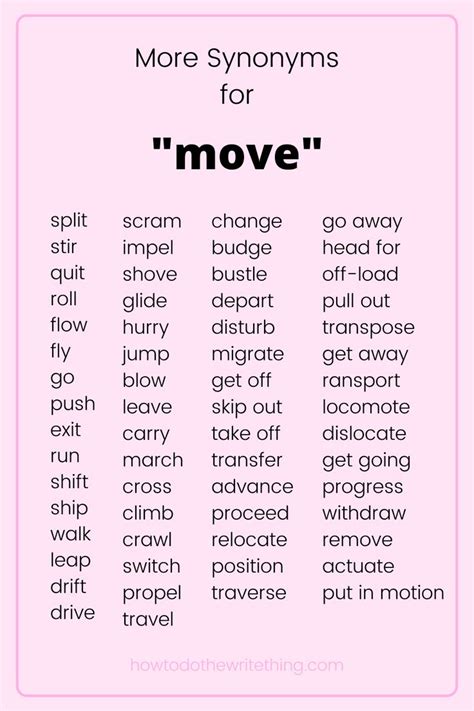 synonyms for moved